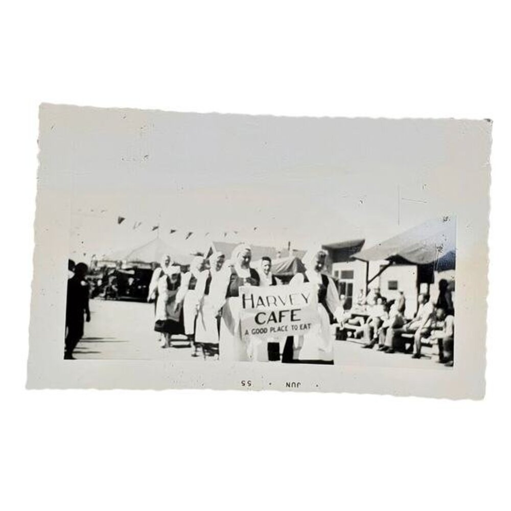 Vtg Harvey Cafe Lady Parade Original Monochrome Photography Found Snapshot B&W